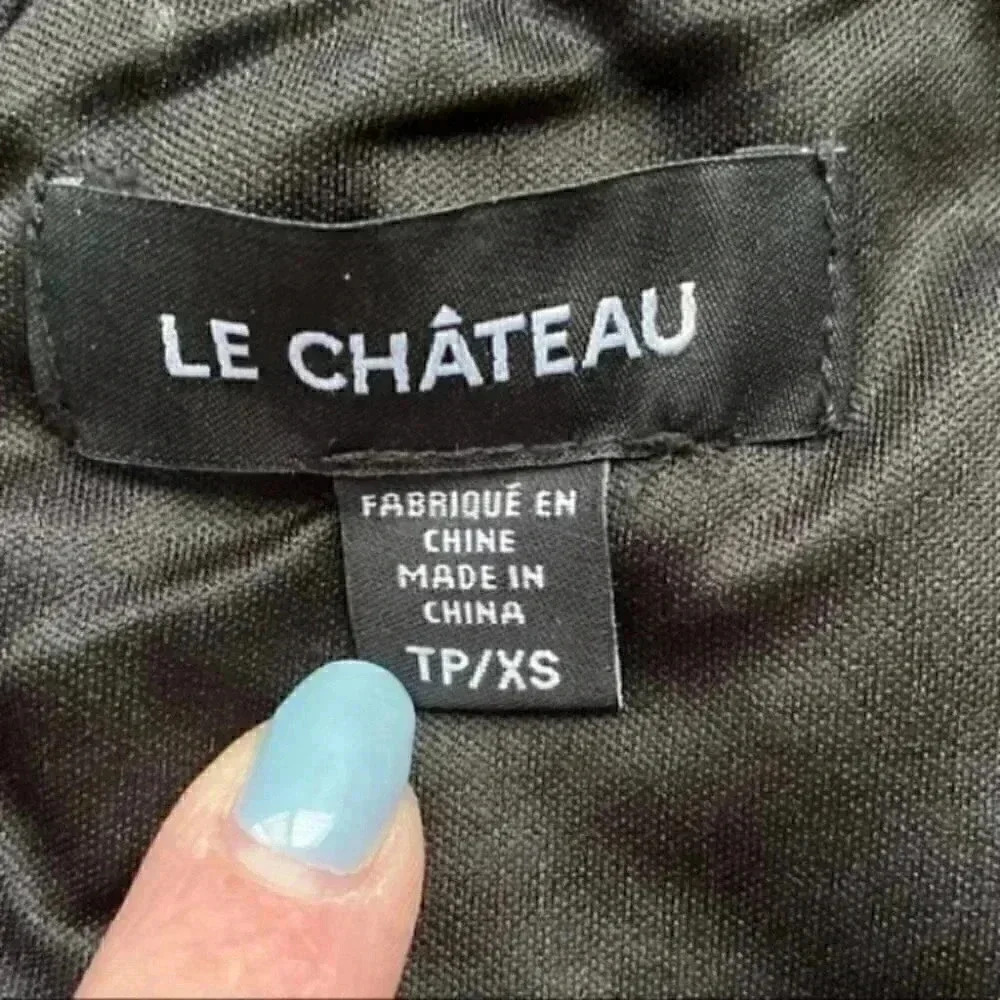 Le Chateau Black Cocktail Dress Off Shoulder Bardot Lace Bodice Formal LBD XS - Picture 13 of 16